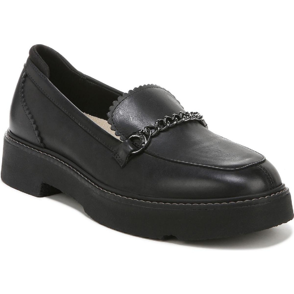 Venus Black Leather Loafers